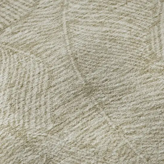 8' Taupe And Beige Floral Washable Round Rug With UV Protection Photo 9