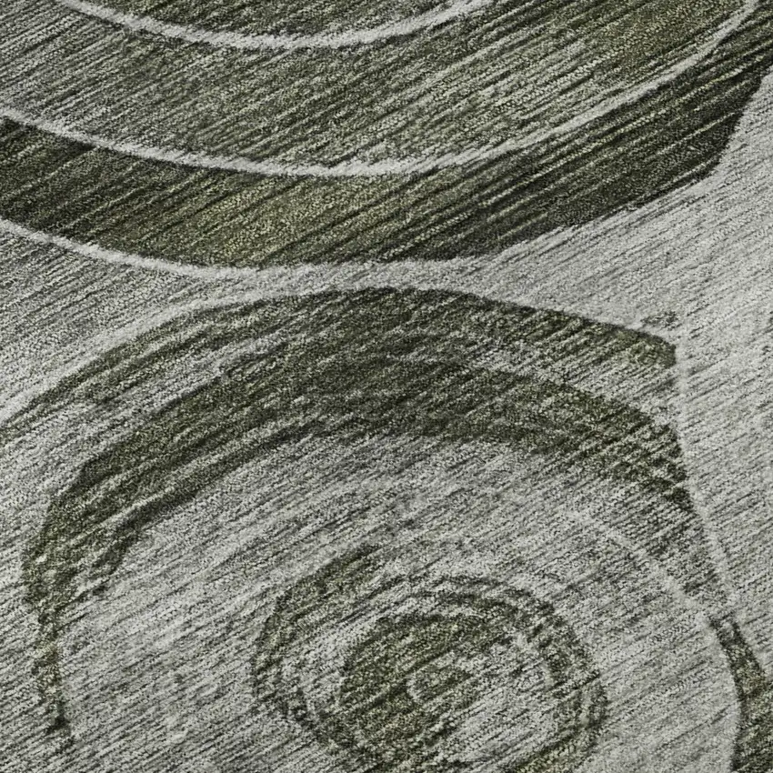 8' Taupe And Beige Geometric Washable Round Rug With UV Protection Photo 8