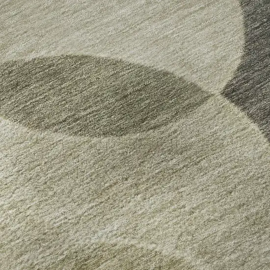 8' Taupe And Beige Geometric Washable Round Rug With UV Protection Photo 8