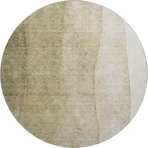 Photo of 8' Taupe And Beige Ombre Washable Round Rug With UV Protection