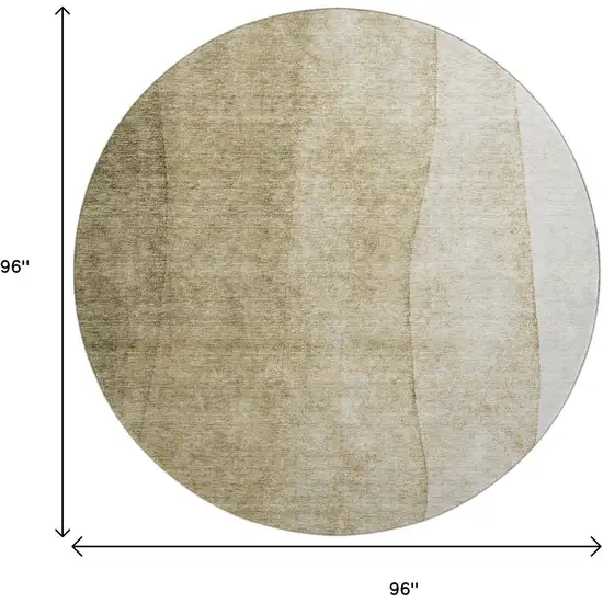 8' Taupe And Beige Ombre Washable Round Rug With UV Protection Photo 9