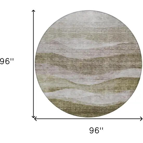 8' Taupe And Beige Round Abstract Washable Indoor Outdoor Area Rug Photo 9