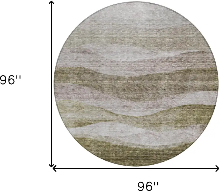 8' Taupe And Beige Round Abstract Washable Indoor Outdoor Area Rug Photo 9