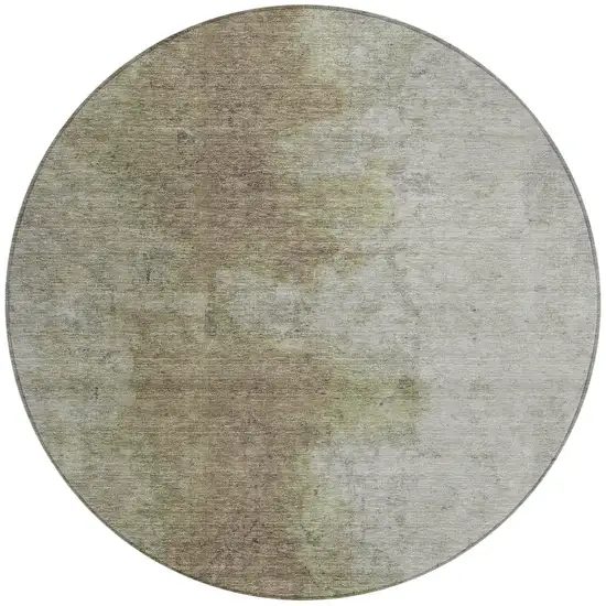 8' Taupe And Beige Round Abstract Washable Indoor Outdoor Area Rug Photo 3