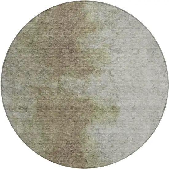 8' Taupe And Beige Round Abstract Washable Indoor Outdoor Area Rug Photo 1