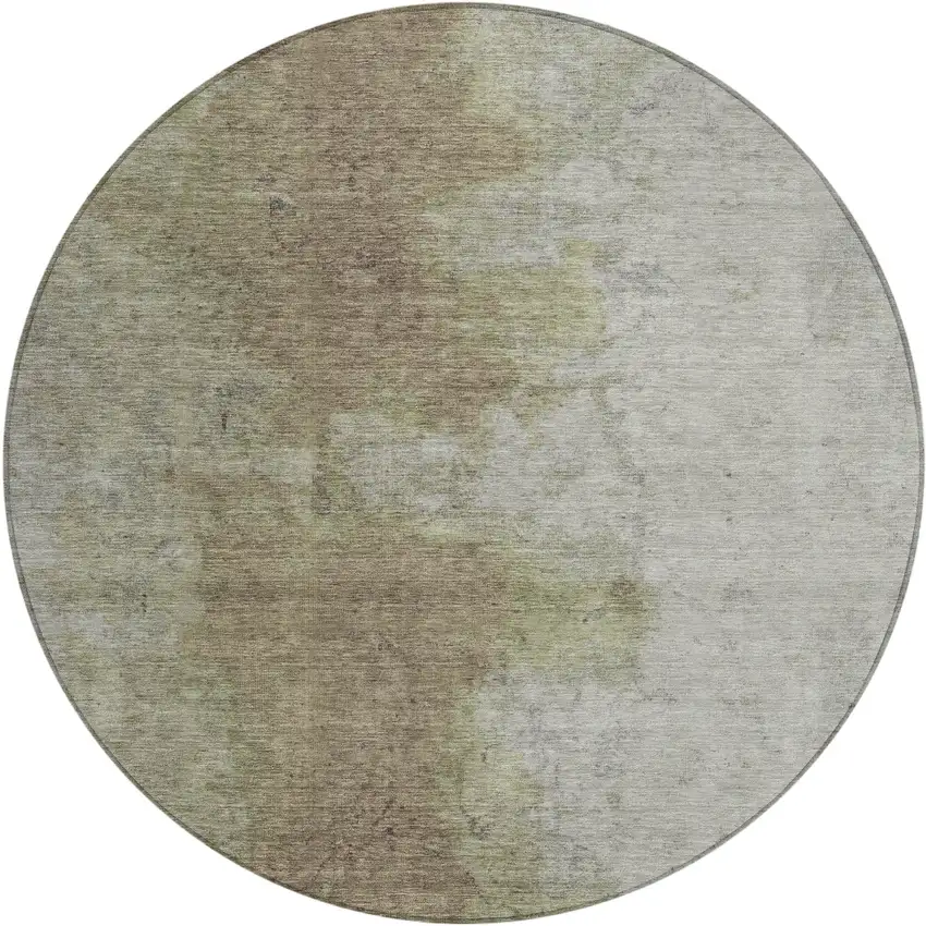 8' Taupe And Beige Round Abstract Washable Indoor Outdoor Area Rug Photo 1