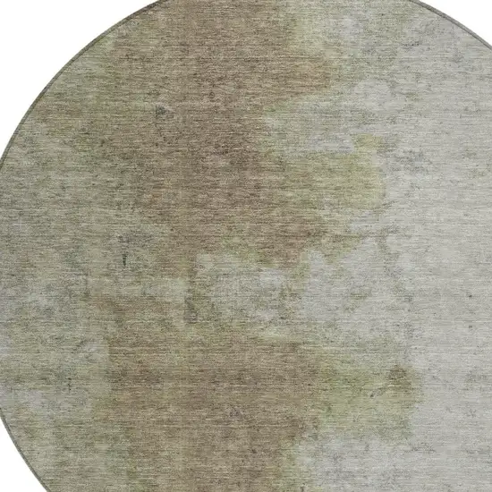 8' Taupe And Beige Round Abstract Washable Indoor Outdoor Area Rug Photo 9