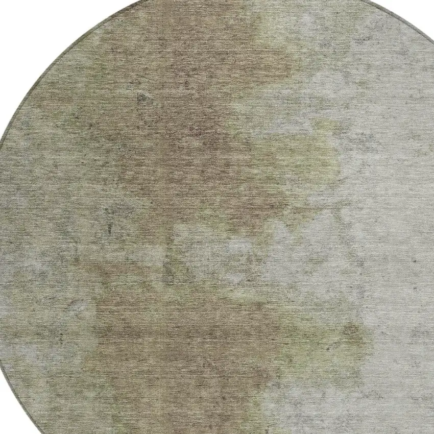 8' Taupe And Beige Round Abstract Washable Indoor Outdoor Area Rug Photo 9