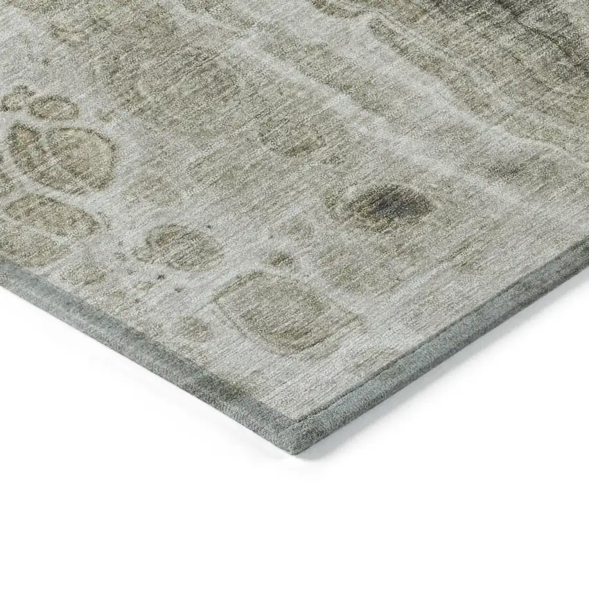 8' Taupe And Beige Round Abstract Washable Indoor Outdoor Area Rug Photo 7