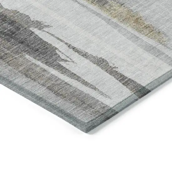 8' Taupe And Beige Round Abstract Washable Indoor Outdoor Area Rug Photo 7