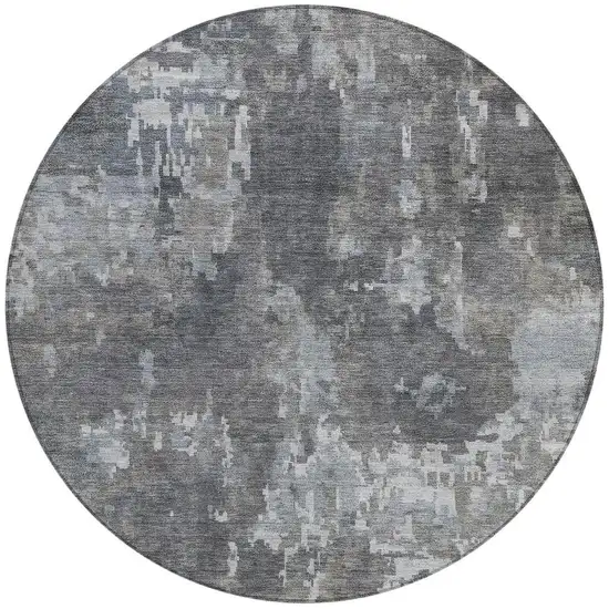 8' Taupe And Beige Round Abstract Washable Indoor Outdoor Area Rug Photo 3