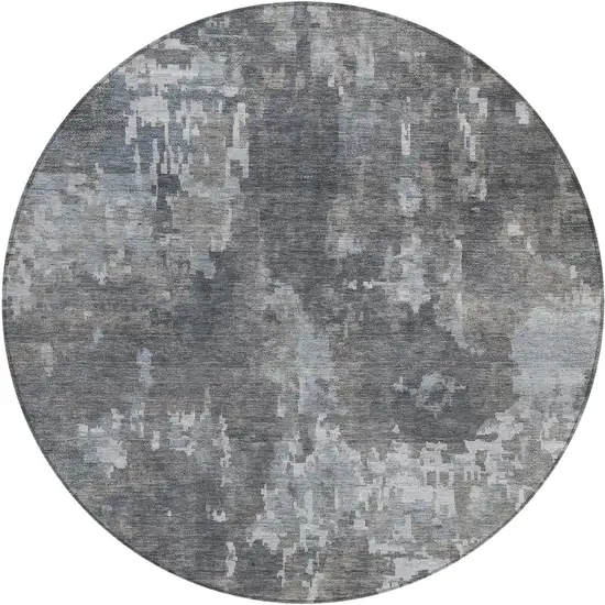 8' Taupe And Beige Round Abstract Washable Indoor Outdoor Area Rug Photo 1