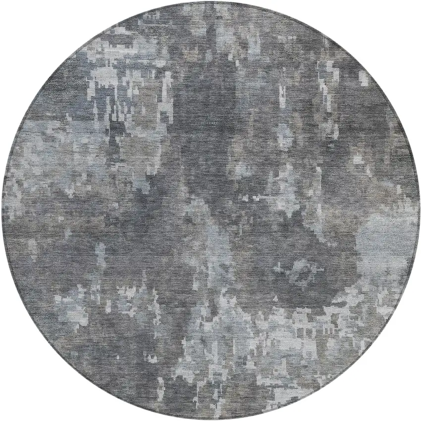8' Taupe And Beige Round Abstract Washable Indoor Outdoor Area Rug Photo 1