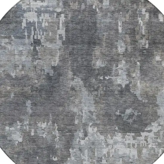 8' Taupe And Beige Round Abstract Washable Indoor Outdoor Area Rug Photo 2