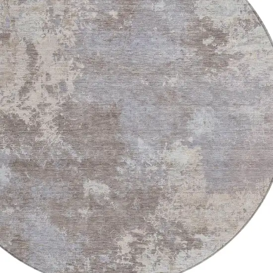 8' Taupe And Beige Round Abstract Washable Indoor Outdoor Area Rug Photo 2