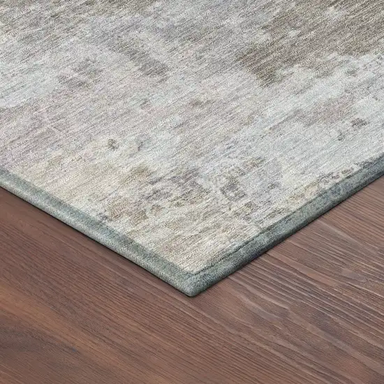 8' Taupe And Beige Round Abstract Washable Indoor Outdoor Area Rug Photo 8