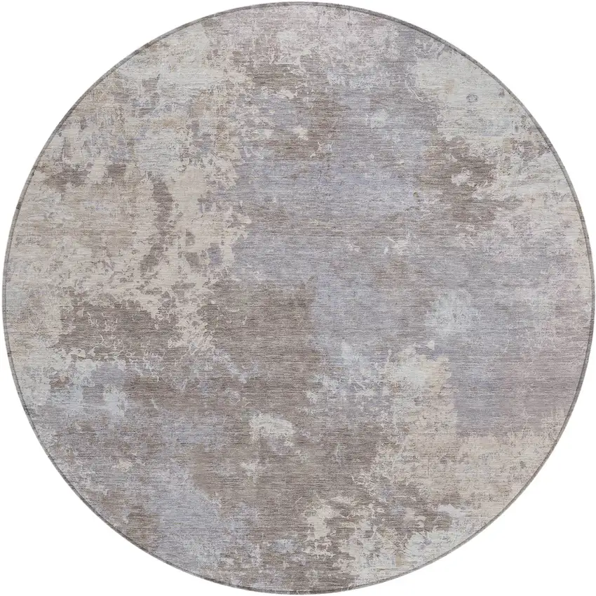 8' Taupe And Beige Round Abstract Washable Indoor Outdoor Area Rug Photo 1