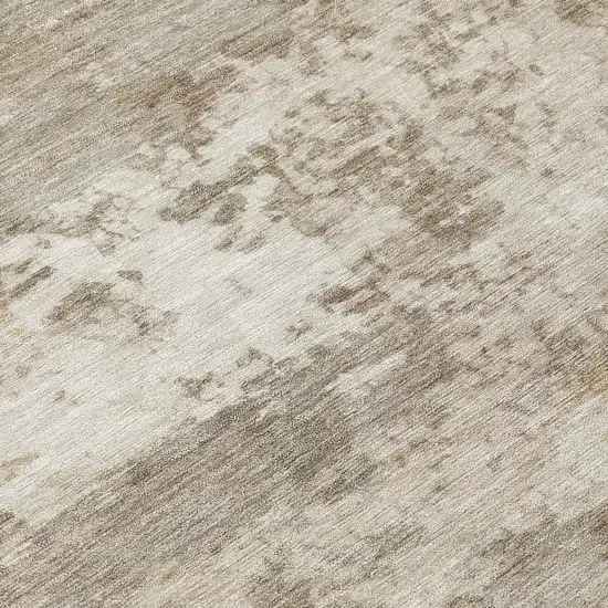 8' Taupe And Beige Round Abstract Washable Indoor Outdoor Area Rug Photo 9