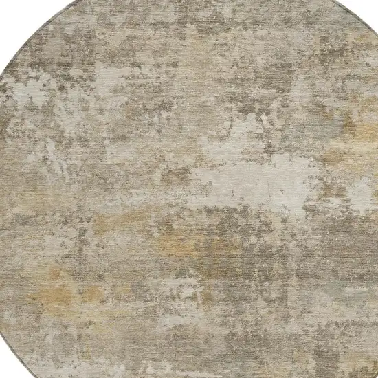 8' Taupe And Beige Round Abstract Washable Indoor Outdoor Area Rug Photo 2