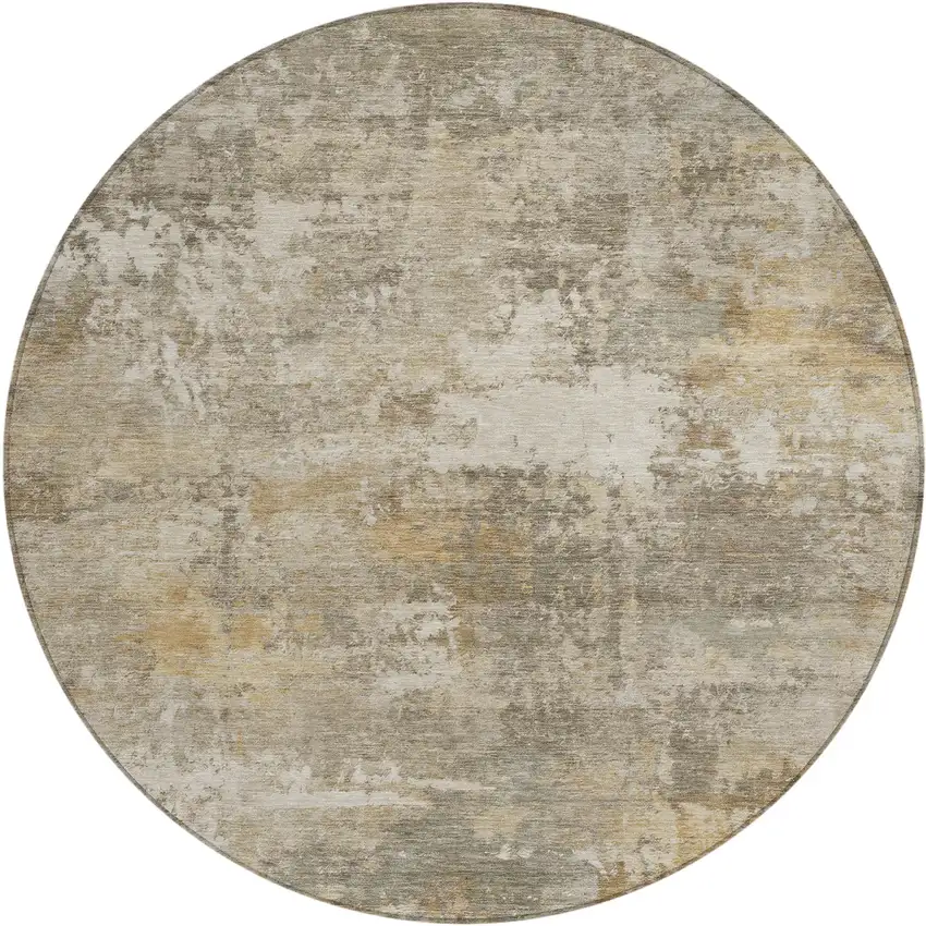 8' Taupe And Beige Round Abstract Washable Indoor Outdoor Area Rug Photo 1