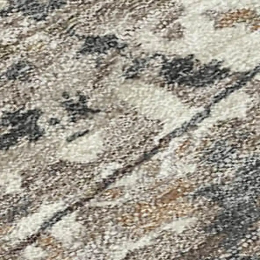 8' Taupe And Beige Round Abstract Washable Indoor Outdoor Area Rug Photo 2