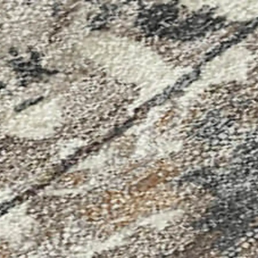 8' Taupe And Beige Round Abstract Washable Indoor Outdoor Area Rug Photo 1
