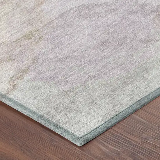 8' Taupe And Beige Round Abstract Washable Indoor Outdoor Area Rug Photo 6