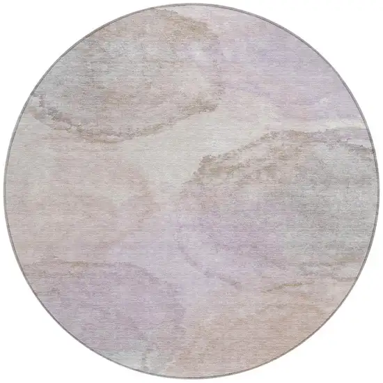 8' Taupe And Beige Round Abstract Washable Indoor Outdoor Area Rug Photo 3