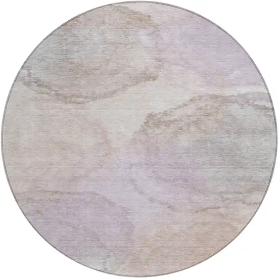8' Taupe And Beige Round Abstract Washable Indoor Outdoor Area Rug Photo 1