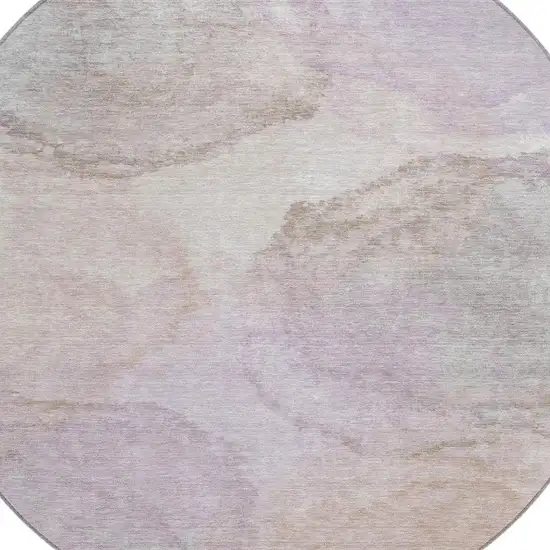 8' Taupe And Beige Round Abstract Washable Indoor Outdoor Area Rug Photo 2