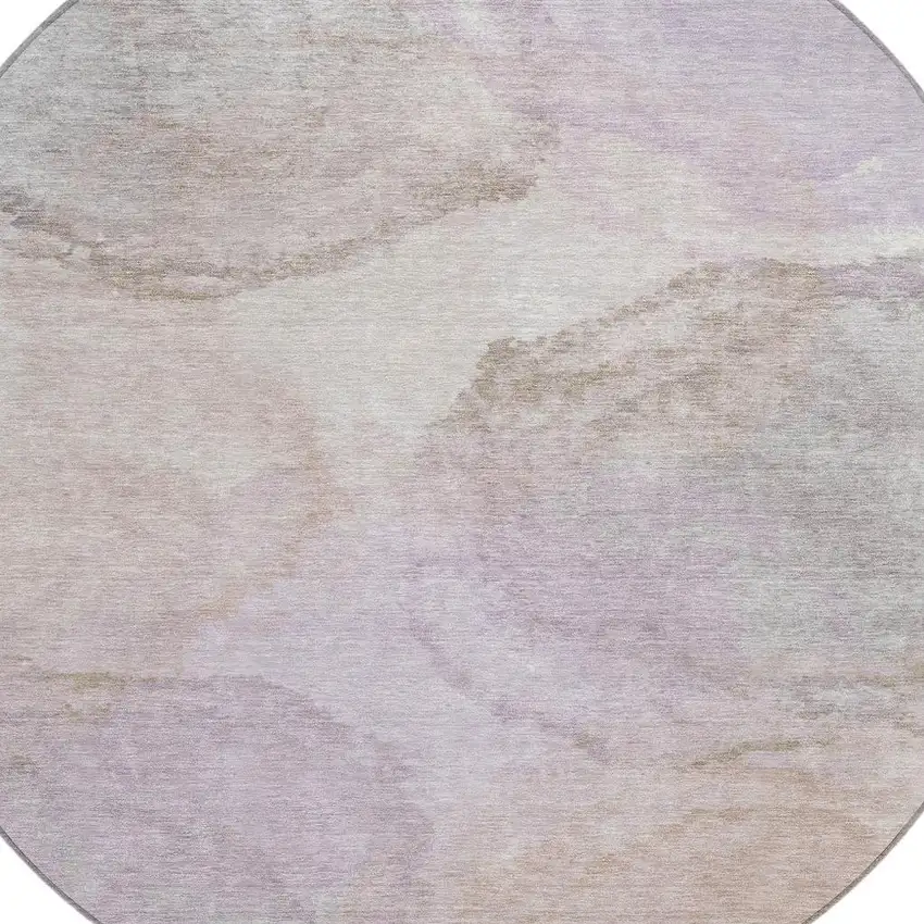 8' Taupe And Beige Round Abstract Washable Indoor Outdoor Area Rug Photo 2