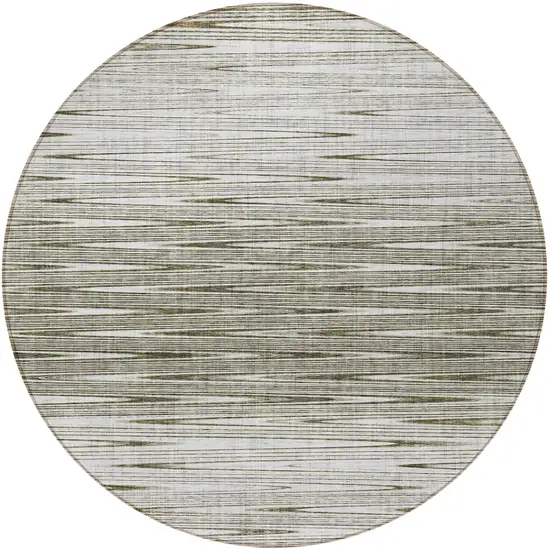 8' Taupe And Beige Round Abstract Washable Indoor Outdoor Area Rug Photo 5