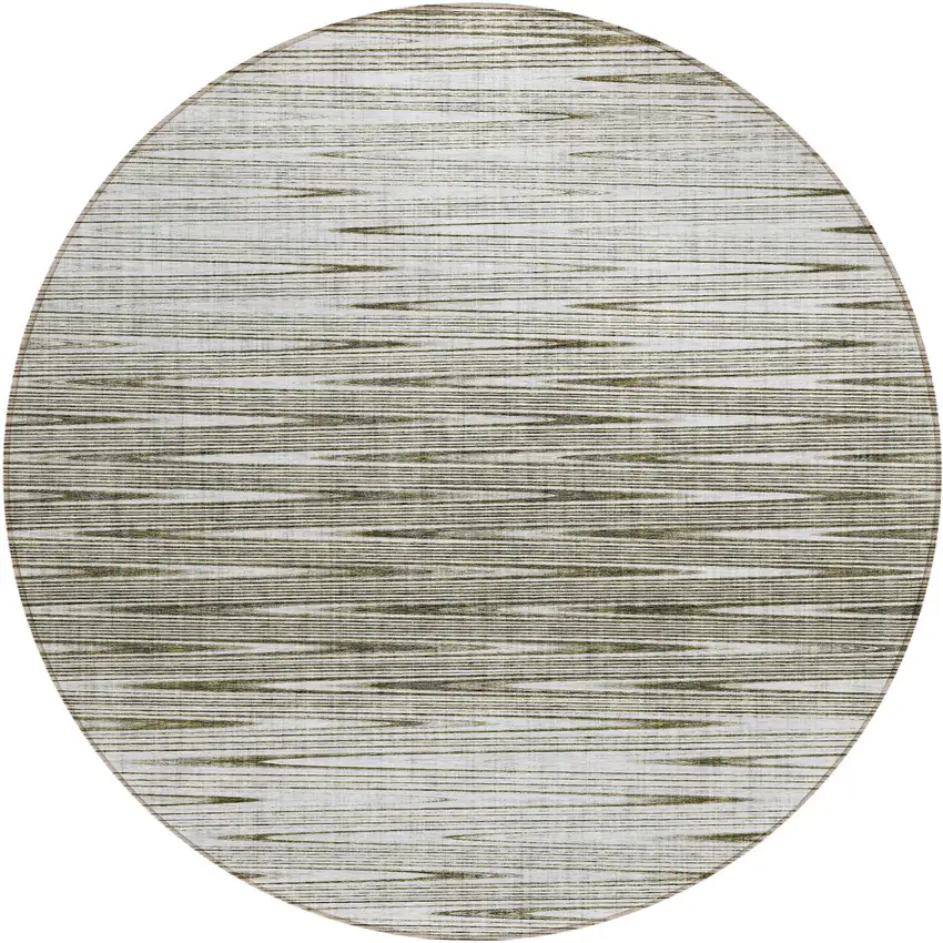 8' Taupe And Beige Round Abstract Washable Indoor Outdoor Area Rug Photo 2