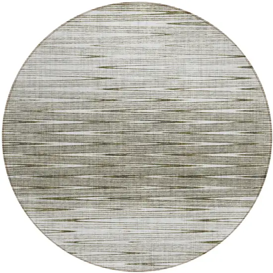 8' Taupe And Beige Round Abstract Washable Indoor Outdoor Area Rug Photo 2