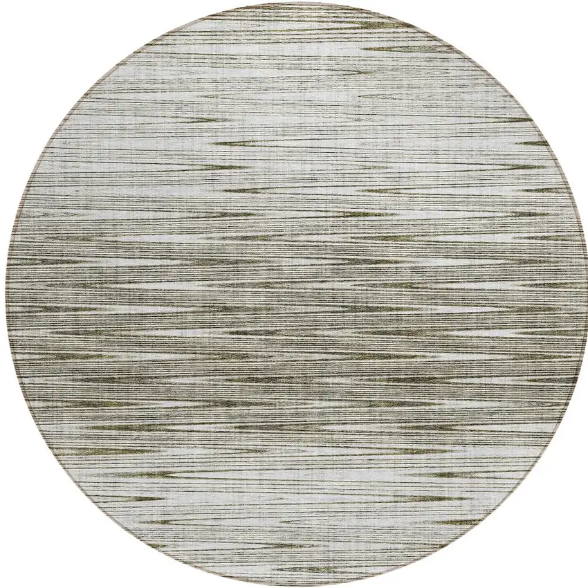 8' Taupe And Beige Round Abstract Washable Indoor Outdoor Area Rug Photo 4