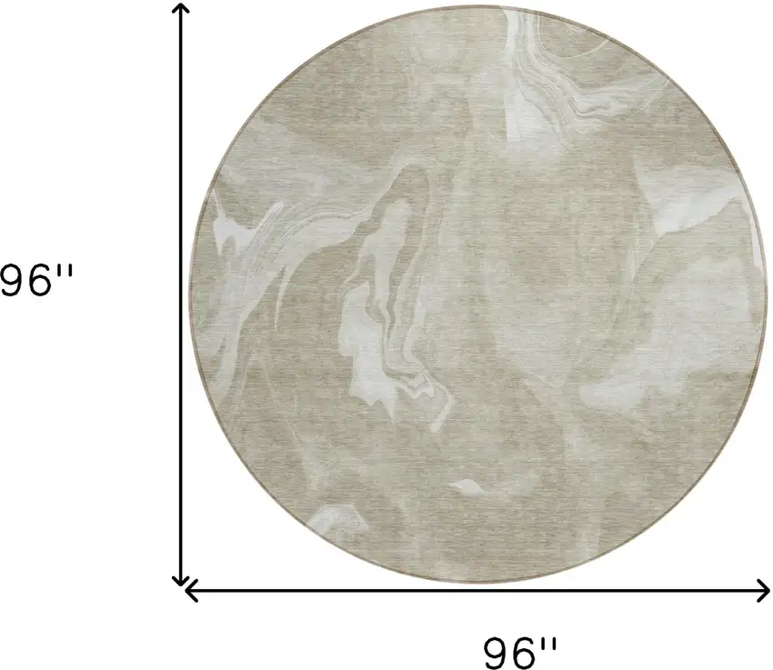 8' Taupe And Beige Round Abstract Washable Indoor Outdoor Area Rug Photo 3