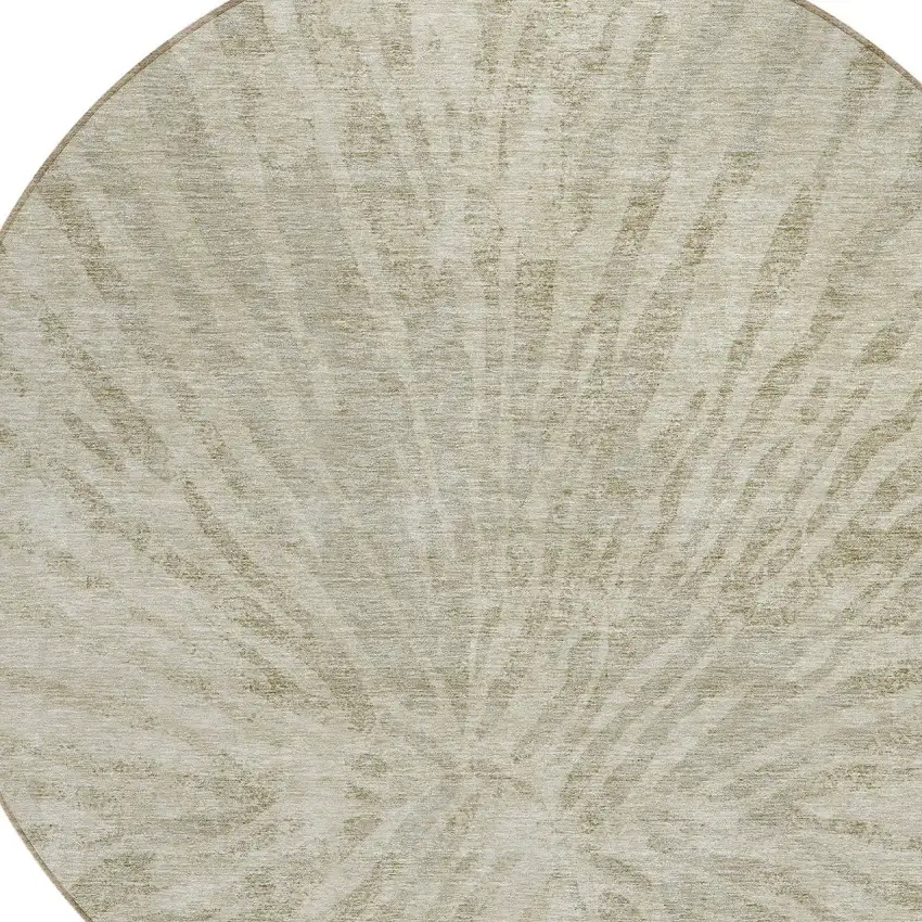 8' Taupe And Beige Round Abstract Washable Indoor Outdoor Area Rug Photo 4