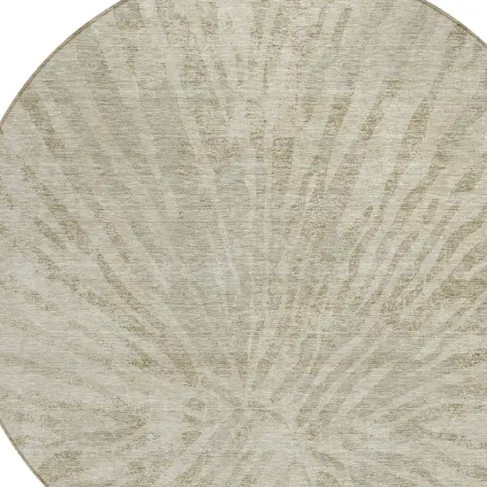 8' Taupe And Beige Round Abstract Washable Indoor Outdoor Area Rug Photo 4