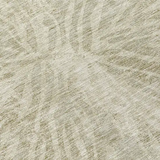 8' Taupe And Beige Round Abstract Washable Indoor Outdoor Area Rug Photo 8