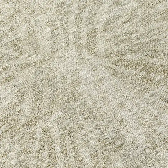 8' Taupe And Beige Round Abstract Washable Indoor Outdoor Area Rug Photo 8