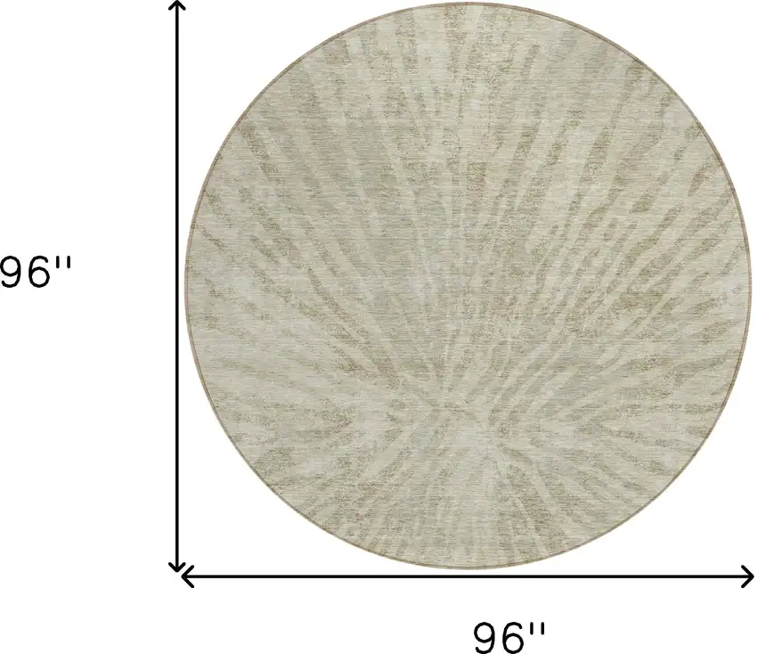 8' Taupe And Beige Round Abstract Washable Indoor Outdoor Area Rug Photo 3