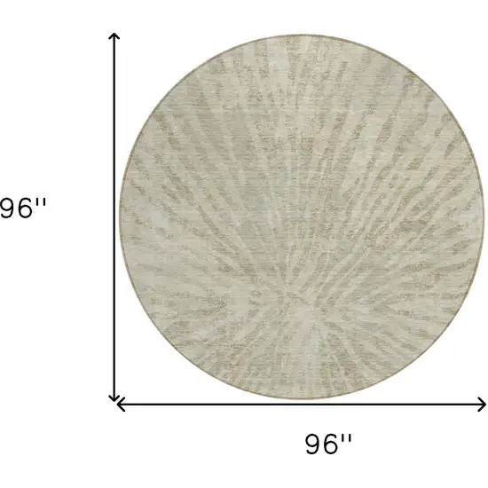 8' Taupe And Beige Round Abstract Washable Indoor Outdoor Area Rug Photo 3