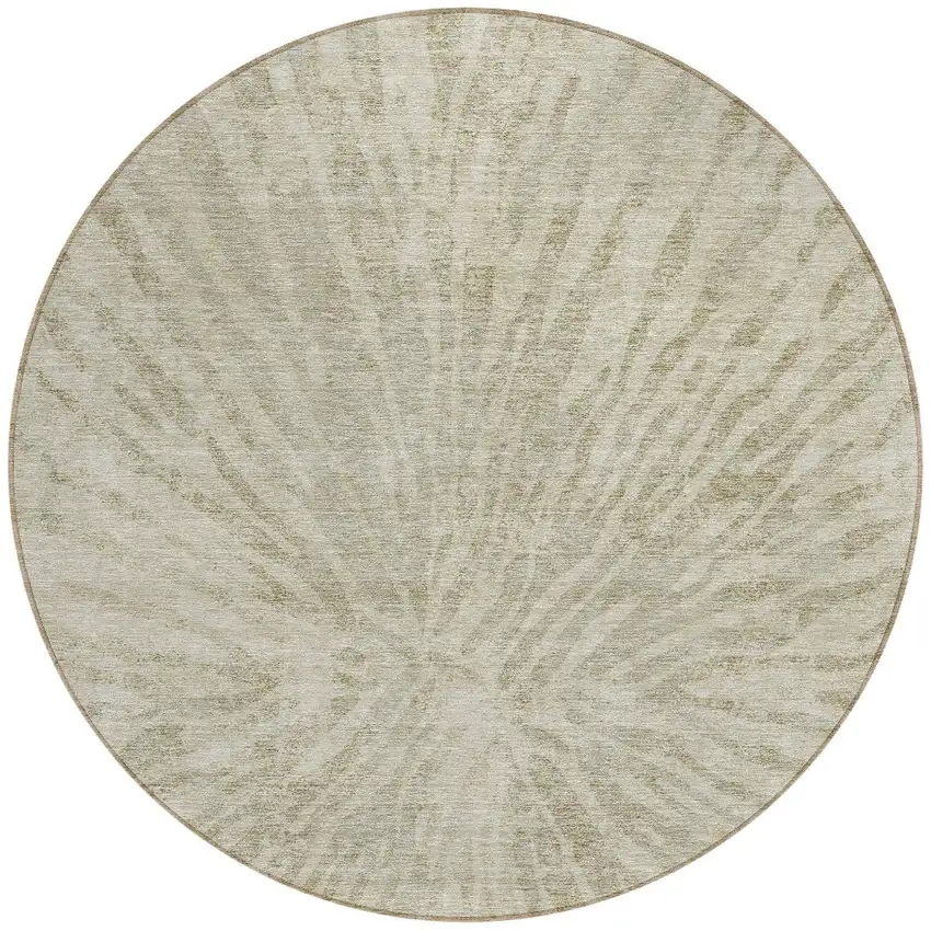 8' Taupe And Beige Round Abstract Washable Indoor Outdoor Area Rug Photo 5