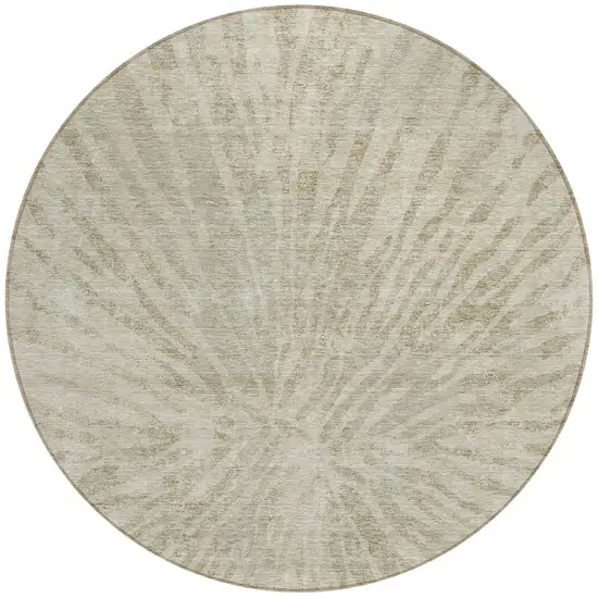 8' Taupe And Beige Round Abstract Washable Indoor Outdoor Area Rug Photo 5