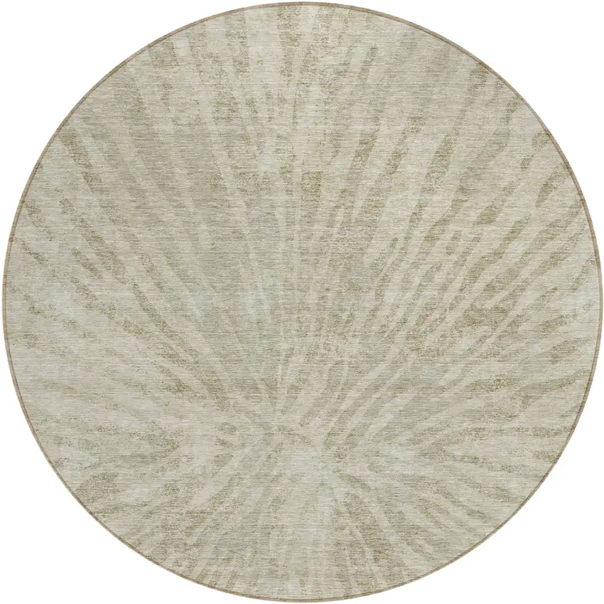 8' Taupe And Beige Round Abstract Washable Indoor Outdoor Area Rug Photo 2