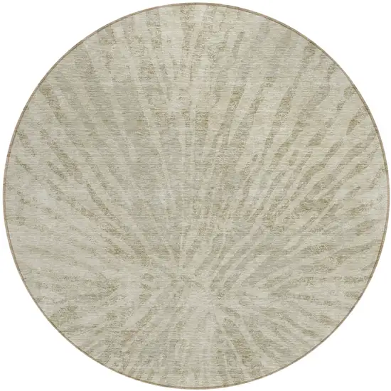 8' Taupe And Beige Round Abstract Washable Indoor Outdoor Area Rug Photo 2