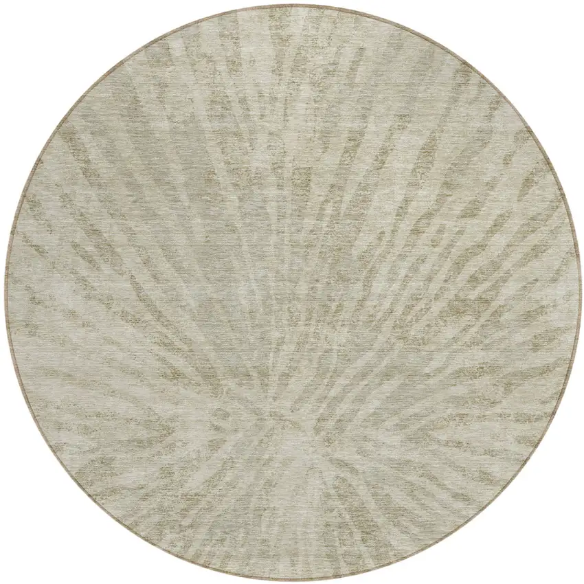 8' Taupe And Beige Round Abstract Washable Indoor Outdoor Area Rug Photo 2