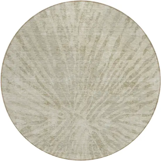 8' Taupe And Beige Round Abstract Washable Indoor Outdoor Area Rug Photo 2