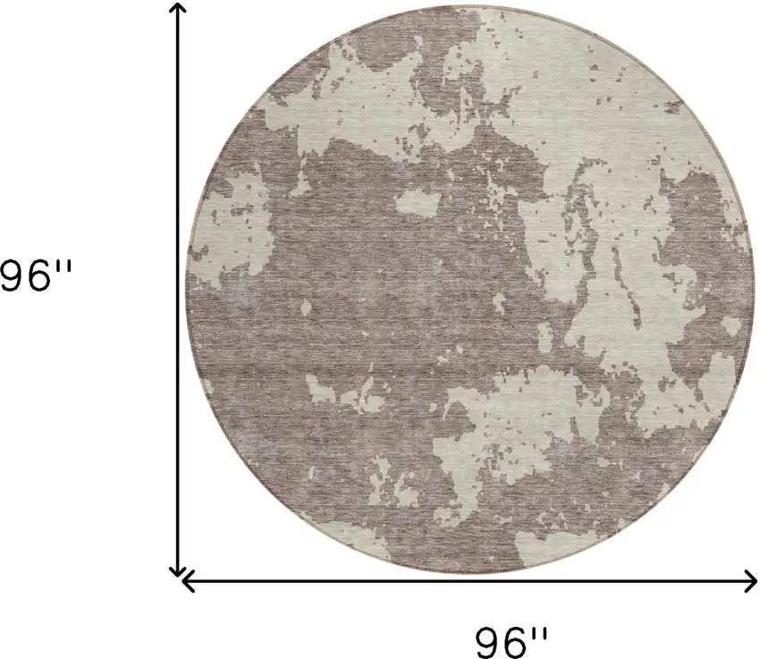 8' Taupe And Beige Round Abstract Washable Indoor Outdoor Area Rug Photo 3