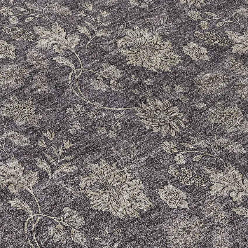 8' Taupe And Beige Round Floral Washable Indoor Outdoor Area Rug Photo 8
